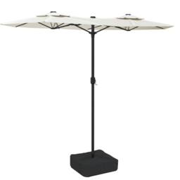 Berkfield Home Elegant Double-Head Parasol with LEDs Sand White 316x240 cm - thumbnail 3