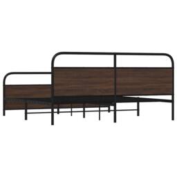 Berkfield Home Metal Bed Frame without Mattress Brown Oak 200x200 cm - thumbnail 7