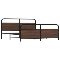 Berkfield Home Metal Bed Frame without Mattress Brown Oak 200x200 cm - thumbnail 1