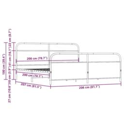 Berkfield Home Metal Bed Frame without Mattress Brown Oak 200x200 cm - thumbnail 9