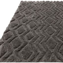 The Rug Shop UK Charcoal Modern Shaggy Easy to clean Hand Made Geometric Area Rug - Size: 200 cm x 290 cm - thumbnail 4