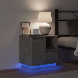 Berkfield Home Modern Bedside Cabinet with LED Concrete Grey 50x34.5x50 cm - thumbnail 4