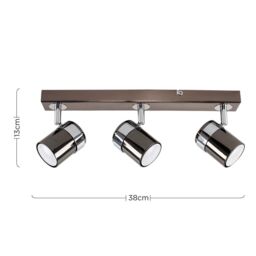 ValueLights Rosie Spotlight 3 Way Black Chrome Ceiling Bar Spotlight - thumbnail 5