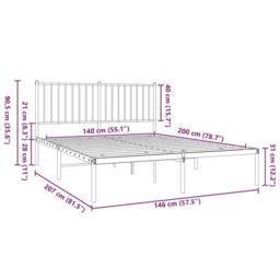 Berkfield Home Metal Bed Frame with Headboard White 140x200 cm - thumbnail 9