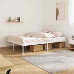 Berkfield Home Metal Bed Frame with Headboard White 140x200 cm - thumbnail 2