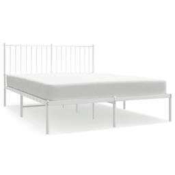Berkfield Home Metal Bed Frame with Headboard White 140x200 cm - thumbnail 3