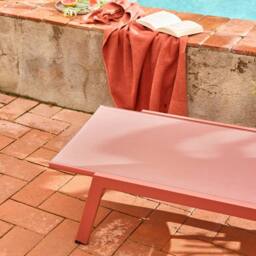 sweeek Set Of 2 Multi-position Deckchairs Textilene & Steel in Terracotta - thumbnail 6