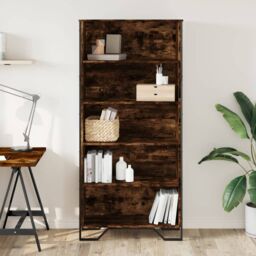Berkfield Home Book Cabinet Smoked Oak 80x31x169 cm Engineered wood in Brown - Size: 80 x 31 x 169 cm - thumbnail 3