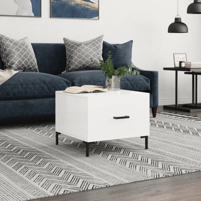 Berkfield Home Coffee Table High Gloss White 50x50x40 cm Engineered Wood - Size: 50 x 50 x 40 cm - image 1