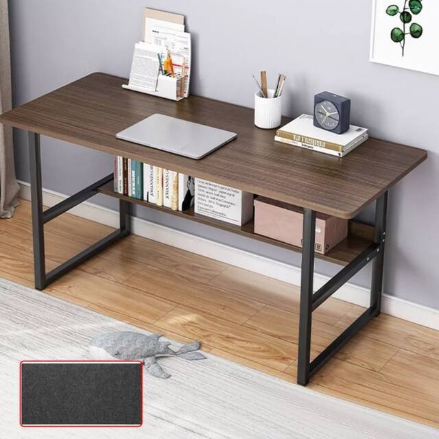 Hinsinc Computer Desk Home Office Study Writing Table Workstation Shelf in Brown - image 1