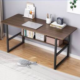 Hinsinc Computer Desk Home Office Study Writing Table Workstation Shelf in Brown - thumbnail 4
