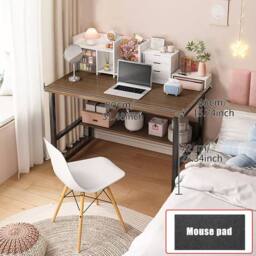 Hinsinc Computer Desk Home Office Study Writing Table Workstation Shelf in Brown - thumbnail 2