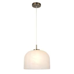 First Choice Lighting Set of 2 Oberon - Antique Brass Pendant Lights with Alabaster Shade in Bronze - thumbnail 6