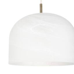 First Choice Lighting Set of 2 Oberon - Antique Brass Pendant Lights with Alabaster Shade in Bronze - thumbnail 5
