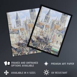 Artery8 Grocery Street Rouen Cityscape Pissarro Framed Wall Art Print - Size: A4 - thumbnail 2