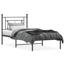Berkfield Home Metal Bed Frame with Headboard Black 90x200 cm - thumbnail 3