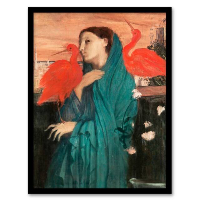 Artery8 Edgar Degas Framed Wall Art Print Young Woman with Ibis Birds - Size: A4 - image 1