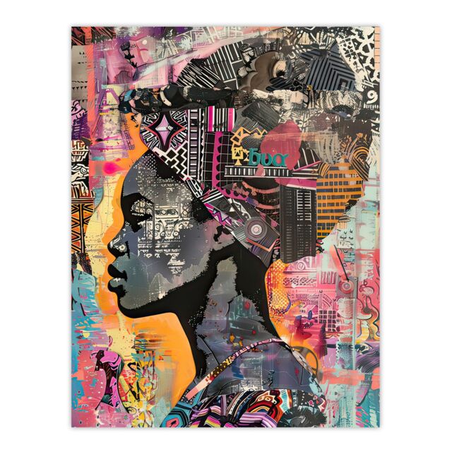 "Artery8 African Woman Headwrap Portrait Modern Colourful Wall Art Print - Size: W12"" x H16""" - image 1