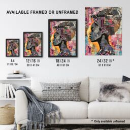 "Artery8 African Woman Headwrap Portrait Modern Colourful Wall Art Print - Size: W12"" x H16""" - thumbnail 3