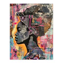 "Artery8 African Woman Headwrap Portrait Modern Colourful Wall Art Print - Size: W12"" x H16""" - thumbnail 1