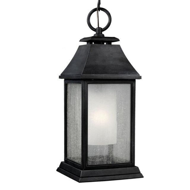 Loops Outdoor IP44 1 Bulb Chain Lantern Dark Weathered Zinc LED E27 75W