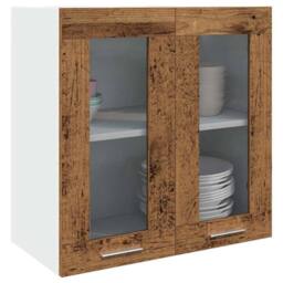 Berkfield Home Kitchen Wall Cabinet with Glass Door Old Wood 60x31x60 cm in Brown - Size: 60 x 31 x 60 cm - thumbnail 2