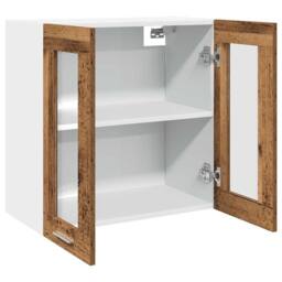 Berkfield Home Kitchen Wall Cabinet with Glass Door Old Wood 60x31x60 cm in Brown - Size: 60 x 31 x 60 cm - thumbnail 7
