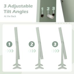 Gymax Mirrored Jewellery Armoire 3 Tilting Angles Jewelry Cabinet Organizer in Light Green - thumbnail 5