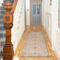 Kukoon Ivory Distressed Liquid Repellent Washable Long Hallway Runner Rug - Size: 60 cm x 240 cm - thumbnail 2
