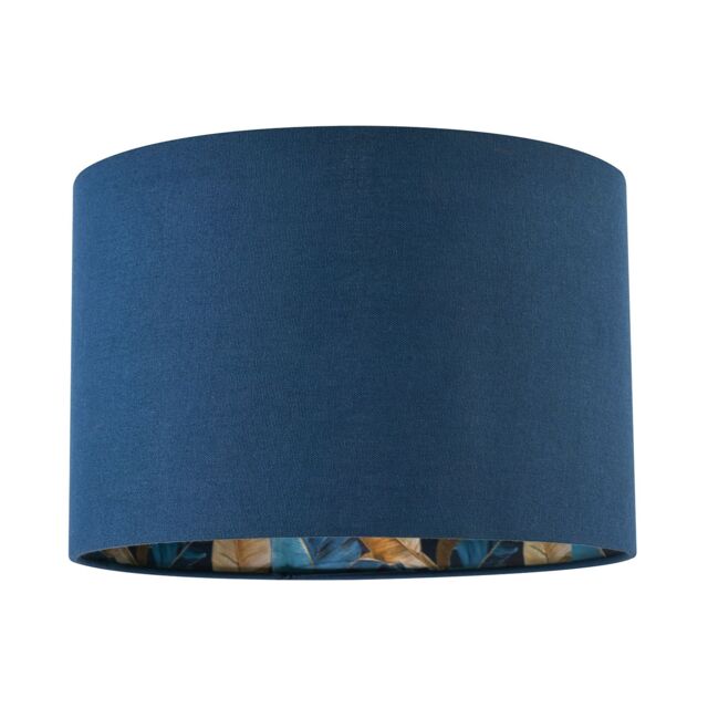 Happy Homewares Modern Midnight Blue Linen Lamp Shade with Leaf Floral Pattern Lining - Size: 12 inches - image 1