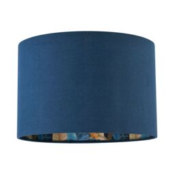 Happy Homewares Modern Midnight Blue Linen Lamp Shade with Leaf Floral Pattern Lining - Size: 12 inches - thumbnail 1
