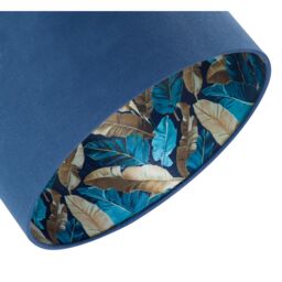 Happy Homewares Modern Midnight Blue Linen Lamp Shade with Leaf Floral Pattern Lining - Size: 12 inches - thumbnail 3