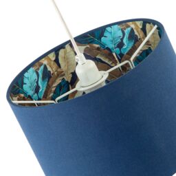 Happy Homewares Modern Midnight Blue Linen Lamp Shade with Leaf Floral Pattern Lining - Size: 12 inches - thumbnail 4