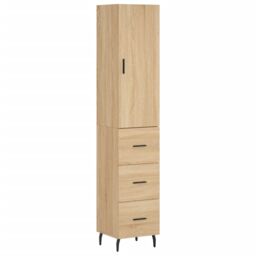 Berkfield Home Highboard Sonoma Oak 34.5x34x180 cm Engineered Wood in Brown - thumbnail 2