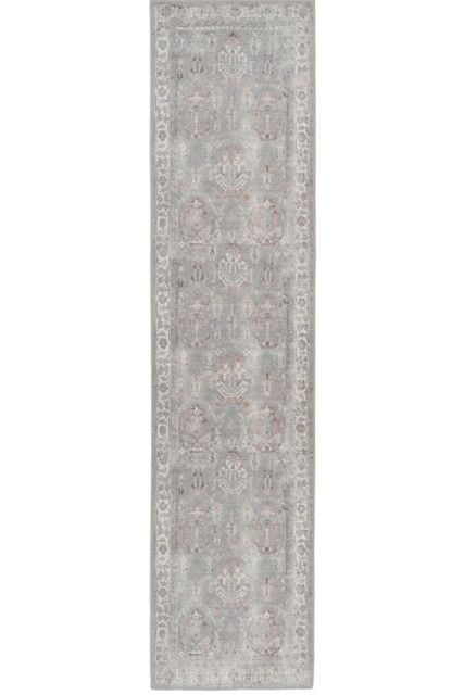 Kukoon Grey Distressed Hallway Runner Rug Non Slip & Washable in Pale Grey - Size: 60 cm x 240 cm - image 1