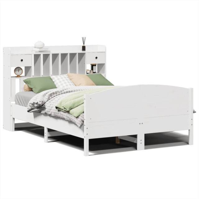Berkfield Home Bookcase Bed without Mattress White 140x200cm Solid Wood Pine - Size: 140x200 cm - image 1