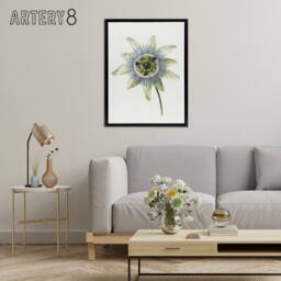 "Artery8 Passion Flower Bloom Floral Drawing Bernard Black Framed Canvas Art in White - Size: W12"" x H16""" - thumbnail 3