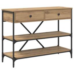 Berkfield Home Stylish Console Table Artisan Oak 100x34.5x75 cm Engineered Wood in Brown - thumbnail 3