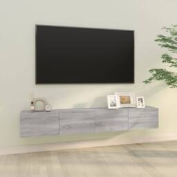 Berkfield Home Wall TV Cabinets 2 pcs Grey Sonoma 100x30x30 cm Engineered Wood - Size: 100 x 30 x 30 cm - thumbnail 2