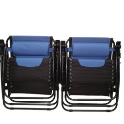 Samuel Alexander Set of 2 Luxury Padded Multi Position Zero Gravity Garden Relaxer Chair Lounger in Blue & Black - thumbnail 6