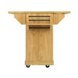 Merax Fluted Drop Leaf Kitchen Island Mobile Storage Trolley Cabinet in Brown - thumbnail 8