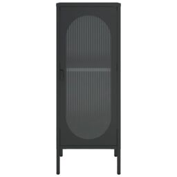 Berkfield Home Sideboard Black 40x35x105 cm Glass & Steel - Size: 40 x 35 x 105 cm - thumbnail 6