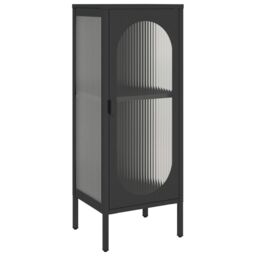 Berkfield Home Sideboard Black 40x35x105 cm Glass & Steel - Size: 40 x 35 x 105 cm - thumbnail 2
