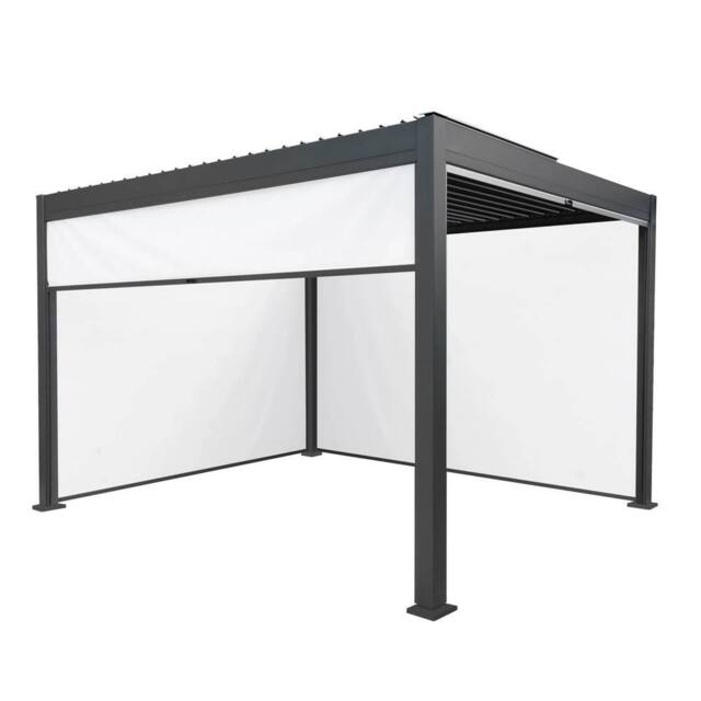 Monstershop Anthracite Aluminium Pergola With White Blinds - 3m x 4m in Grey - image 1