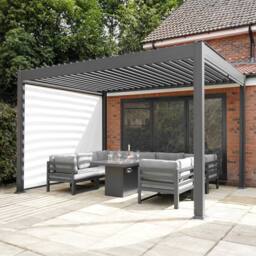 Monstershop Anthracite Aluminium Pergola With White Blinds - 3m x 4m in Grey - thumbnail 4