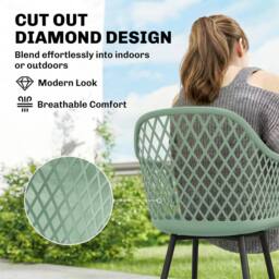OUTSUNNY Garden Chairs Set of 4, Garden Dining Chairs with Armrests in Green - thumbnail 6