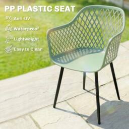 OUTSUNNY Garden Chairs Set of 4, Garden Dining Chairs with Armrests in Green - thumbnail 4