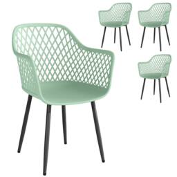 OUTSUNNY Garden Chairs Set of 4, Garden Dining Chairs with Armrests in Green - thumbnail 2