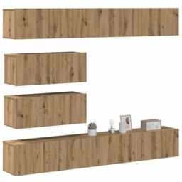 Berkfield Home 6 Piece TV Cabinet Set Wall-mounted Artisan Oak Engineered Wood in Brown - thumbnail 1