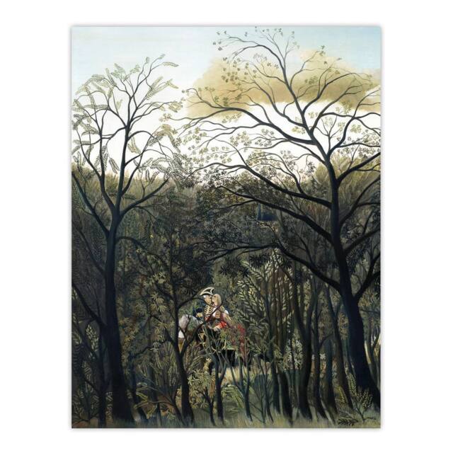"Artery8 Rendezvous in the Forest Rousseau Vintage Wall Art Print Poster in Green - Size: W24"" x H32""" - image 1